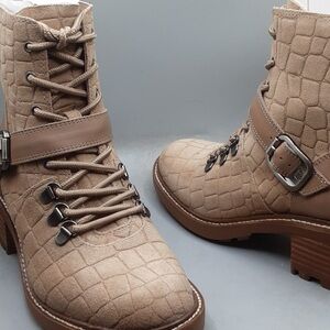Tan Quilted Ankle Boots